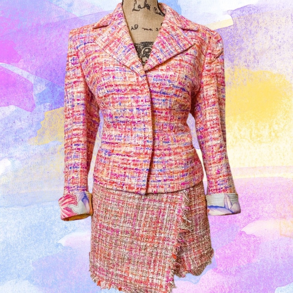 SOLD ESCADA pastel RARE pink tweed suit blazer - Picture 1 of 14